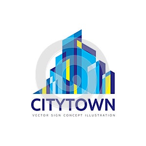 City town - real estate logo template concept illustration.