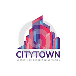 City town - real estate logo template concept illustration. Abstract building cityscape sign. Skyscrapers icon. Design element