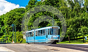 City tram at Slottsparken Station in Oslo photo