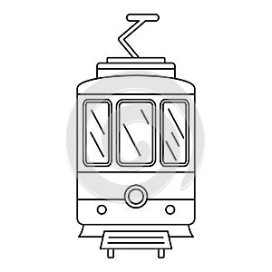 City tramcar icon, outline style