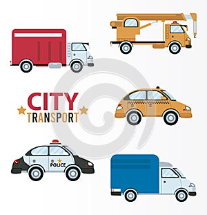 city transport lettering and five vehicles