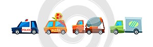 City Transport and Urban Traffic Isolated Vector Set