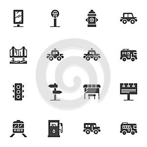 City transportation vector icons set,