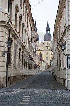 Město Trnava na Slovensku s mnoha kostely.