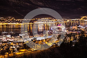 City of Tromso at night Northern Norway Europe