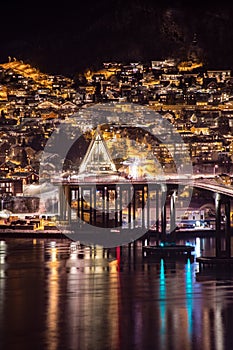 City of Tromso at night Northern Norway Europe