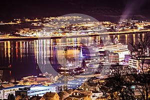 City of Tromso at night Northern Norway Europe