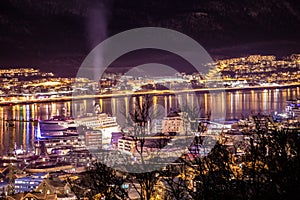City of Tromso at night Northern Norway Europe