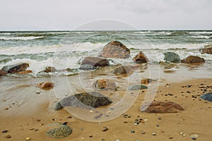 City Tuja, Latvia. Baltic sea beach with sand and rocks