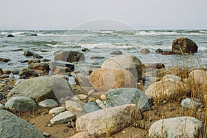 City Tuja, Latvia. Baltic sea beach with sand and rocks