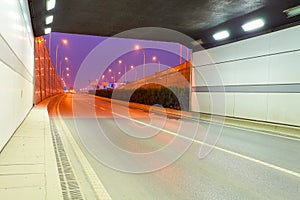 City tunnel road viaduct of night scene