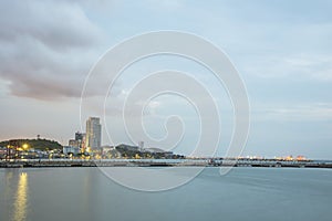 City at twilight in Chonburi, Thailand