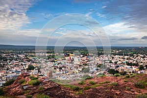 City urbanization view with amazing blue sky from flat angle shot