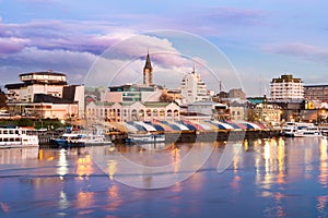 The city of Valdivia at the shore of Calle-Calle river, Chile photo