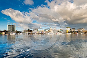 The city of Valdivia at the shore of Calle-Calle river, Chile photo