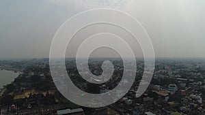 City of Varanasi (Benares) in Uttar Pradesh in India seen from the sky