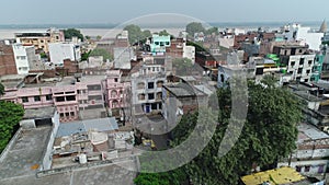 City of Varanasi (Benares) in Uttar Pradesh in India seen from the sky