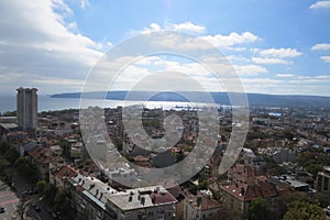 City of Varna, Bulgaria, Seen from above. Aerial photo with the Black sea behind.