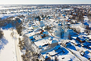 City of Venev. Aerial view of Epiphany Church. Russia
