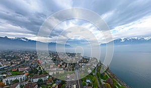 City of Vevey in Switzerland from above