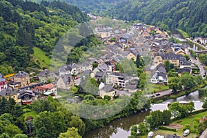 The city of Vianden and River Our, Luxembourg