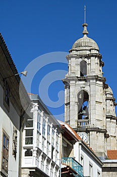 City view with the church Igreja Santa Maria in Vigo