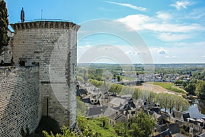 City view and Fortress Tower. Chinon. France