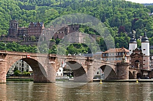 City view of Heidelberg with bridge and castle