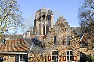 City view with historic Saint John the Baptist Church