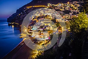 City view at night . Positano. Campania. Italy