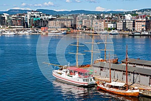 City view on Oslo and it's harbor from the citadel. Oslo, Norway