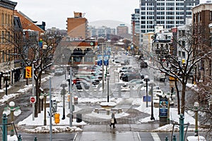 City view with Ottawa Sign in York street near Byward market in the capital of Canada