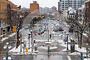 City view with Ottawa Sign in York street near Byward market in the capital of Canada