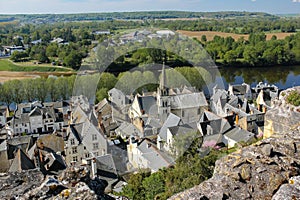 City view and river Vienne. Chinon. France photo