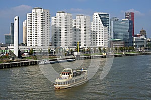 City view Rotterdam with skyscrapers and river