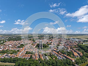 City view with Sint Lievenstoren. Zierikzee in the province of Zeeland in the Netherlands