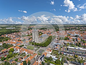 City view with Sint Lievenstoren. Zierikzee in the province of Zeeland in the Netherlands