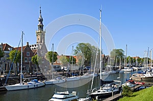 City view Veere with marina and historic buildings