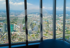 City view through the window at the center of Kuala Lumpur