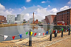 City views of the historic Canning Dock on the River Mersey, which is part of the Port of Liverpool, Northern England, UK