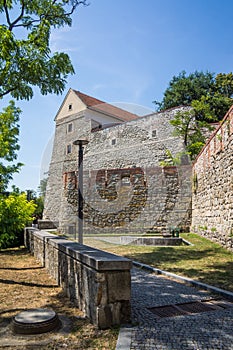 City wall of Bratislava Castle in capital of Slovakia