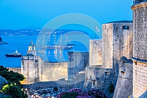 The city wall in the evening in Dubrovnik