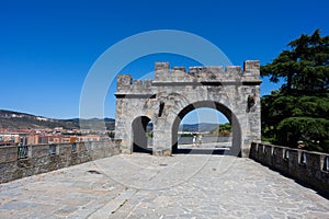 City wall gate and path in Pamplona, Spain