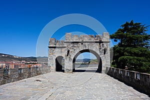 City wall gate and path in Pamplona, Spain