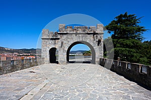 City wall gate and path in Pamplona, Spain