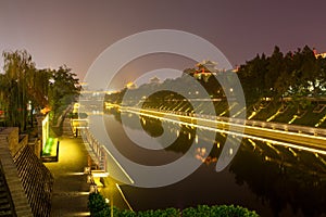 City Wall night scene in Xian