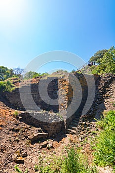 City wall ruins in Troy ancient city in Canakkale Turkiye. photo