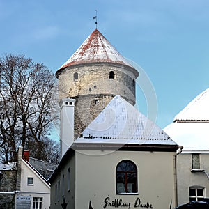 City Wall Tower, powdered with snow.