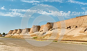 City walls of the ancient city of Ichan Kala in Khiva, Uzbekistan