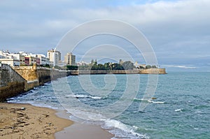 City walls with the bastion Baluarte de la Candelaria and the pa